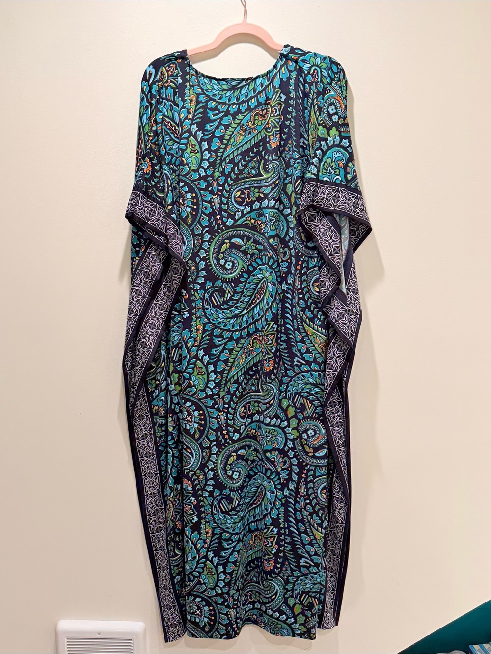 Paisley Caftan Maxi Dress Resort Lounge Muumuu NWOT LP